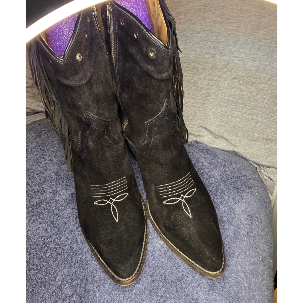 1381 Circle G by Corral Black Suede Fringe Western Cowboy Boots M00243 Size 11